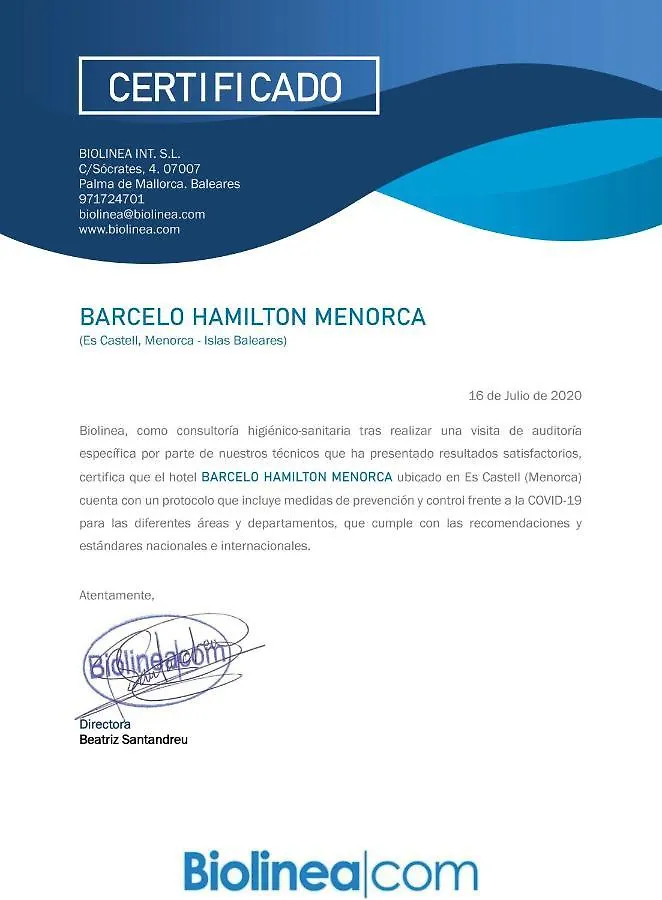 Barcelo Hamilton Menorca - Adults Only Hotel Es Castell